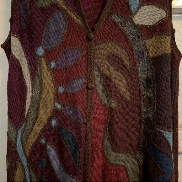 PERUVIAN CONNECTION 100% Alpaca Intarsia Duster Maxi Sweater Vest Size L - Picture 3 of 8